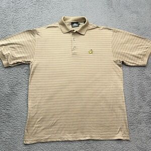 Clubhouse Collection Masters Augusta Golf Polo Shirt Mens M Beige Striped Italy